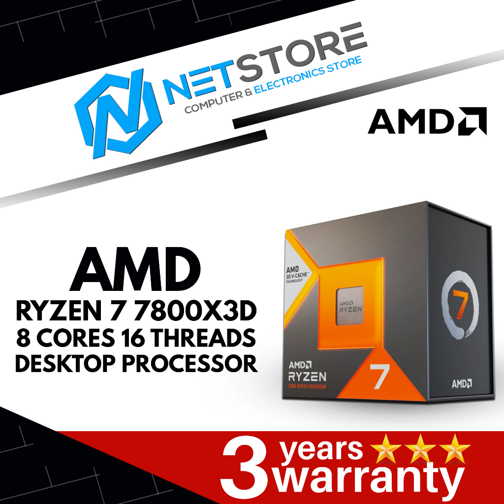 AMD RYZEN 7 7800X3D 8 CORES 16 THREADS DESKTOP PROCESSOR 100