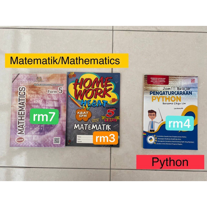 Matematik Mathematics Python Asas Sains Komputer Buku Teks Buku Rujukan Buku Latihan Pt3 Spm