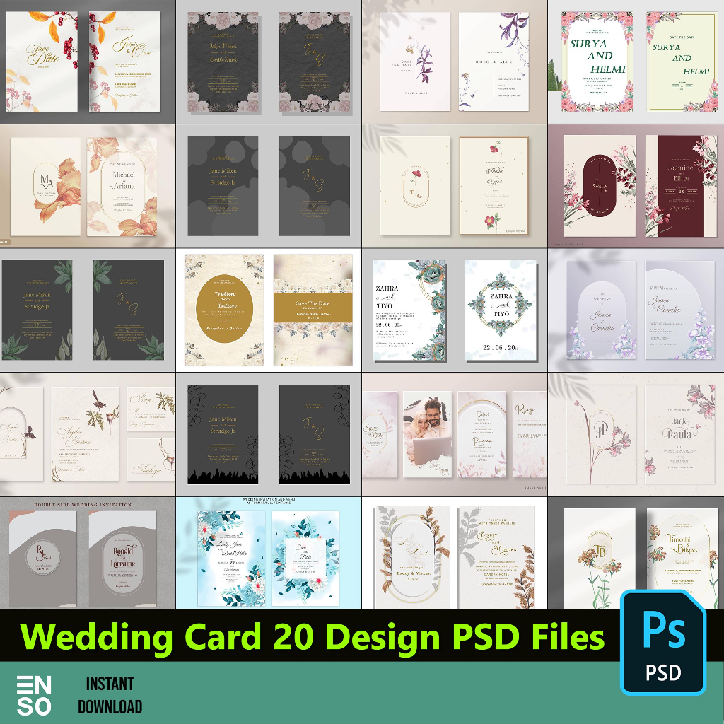 PSD Wedding Invitation Card 20 Design Editable File | Kad Kahwin ...