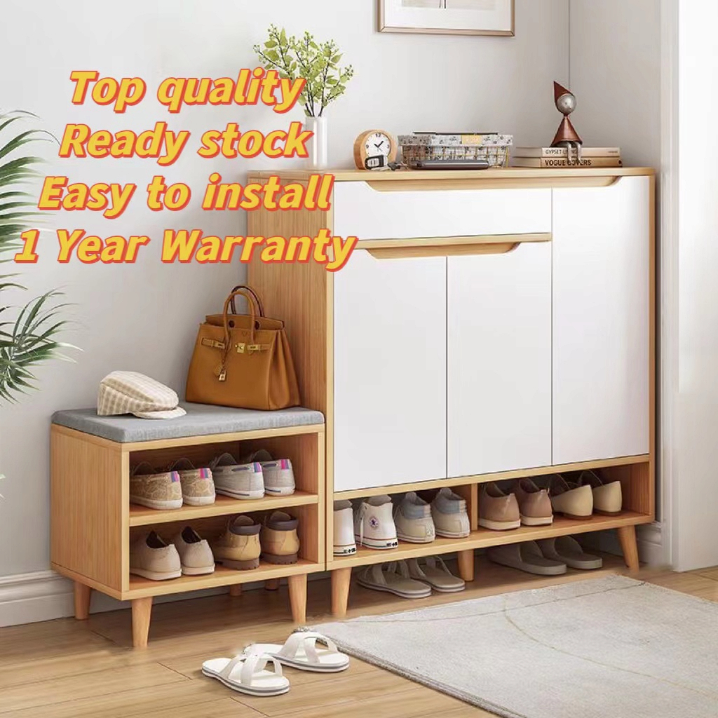 Multi Layer 100cm Shoe Cabinet With 3 Door Nordic Wooden Shoes Rack ...