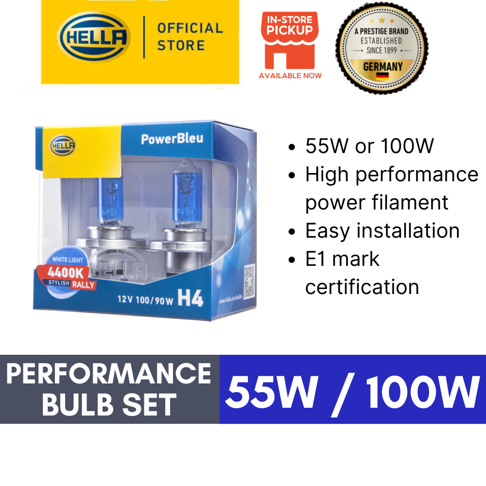 HELLA Powerbleu Upgrade Bulbs 4400K & 5000K high wattage 80W/100W for