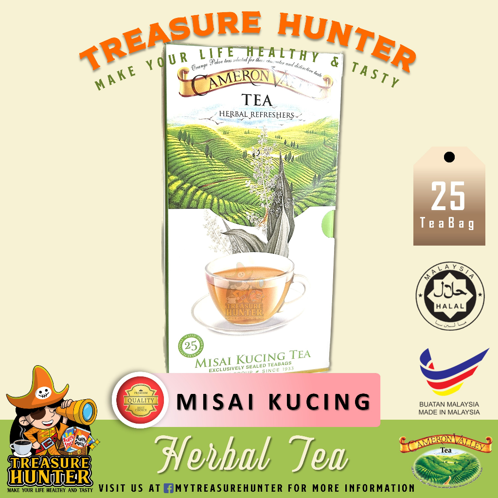 [NEW LOOK] Cameron Valley Misai Kucing Herbal Tea 25 Tea Bags Shopee