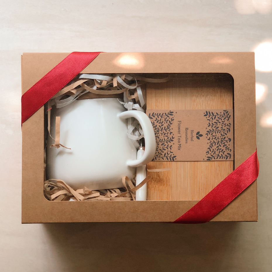 HR Ceramic Cup Tea Gift Box Set (500ml Cup + HR Flower Tea Bag Bamboo ...