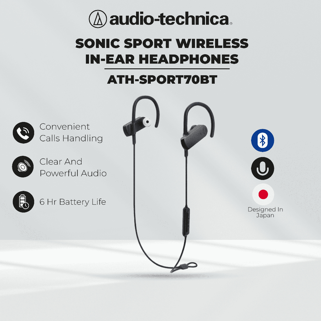AudioTechnica ATHSPORT70BT Sonic Sport Wireless Inear Headphones TWS