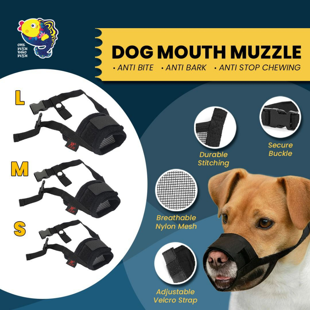 S M L Adjustable Pet Dog Muzzle TSV Dog Black Breathable Pet Muzzle Pets Dogs Mouth Soft Mesh Cover Muzzles Safety Pro Shopee Malaysia