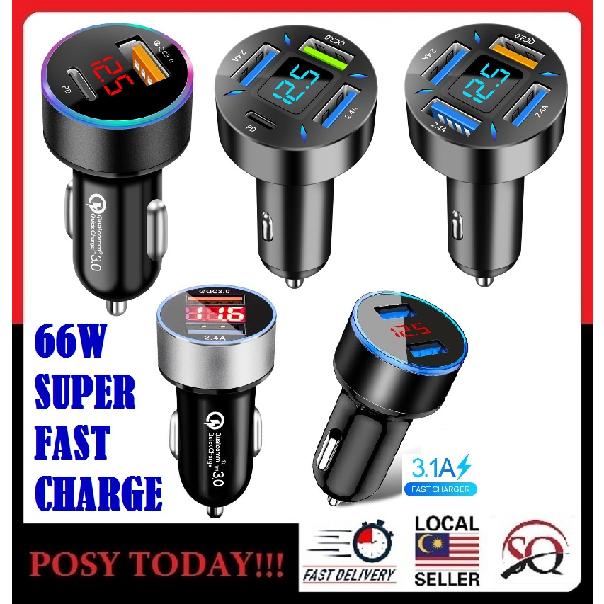 ♕local Stock♕ Universal 66w Pd20w Car Charger Phone Charging Adapter 