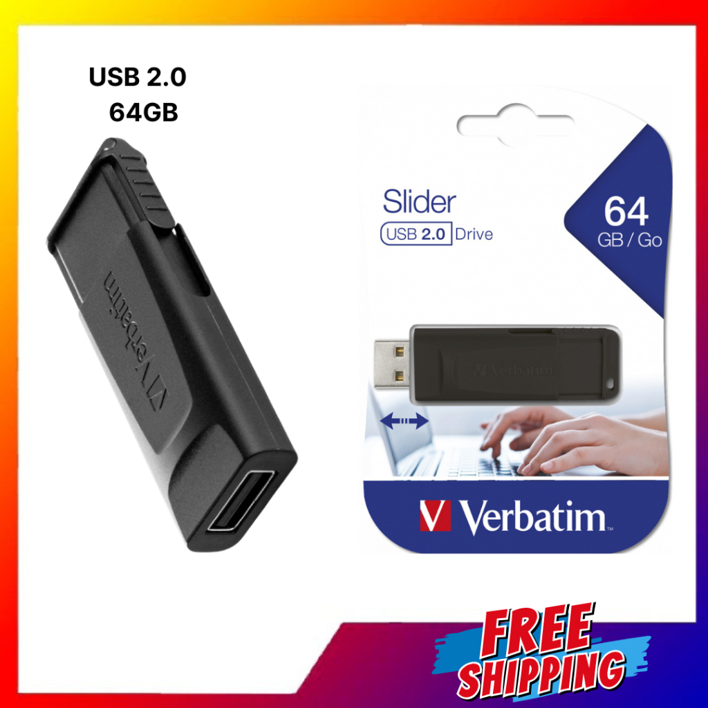 VERBATIM NEW SLIDER - 64GB (USB 2.0) Flash Drive/ Pendrive / Thumbdrive ...