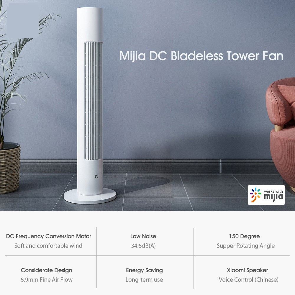 Upgrade Version) Xiaomi Mijia Bladeless Tower Fan 2 BPTS02DM DC Frequency  Conversion Summer Cooling Air Conditioner | Shopee Malaysia