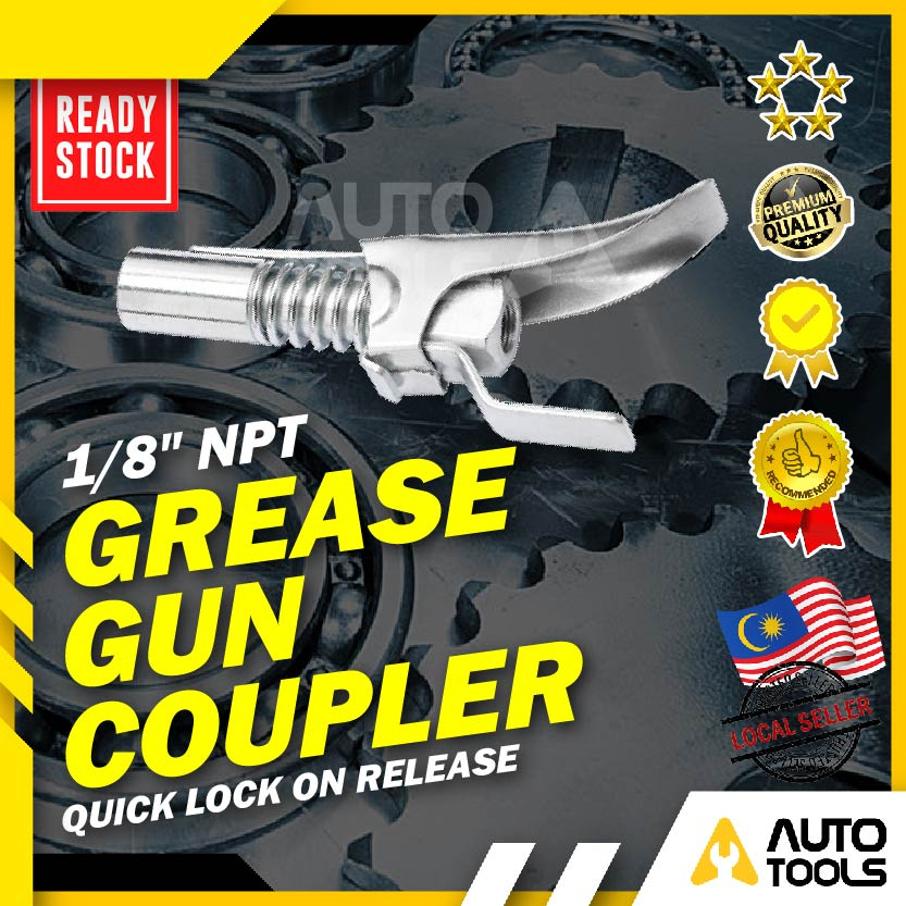 1/8" npt Grease Gun Coupler Quick Release Grease Gun Lock On Coupling