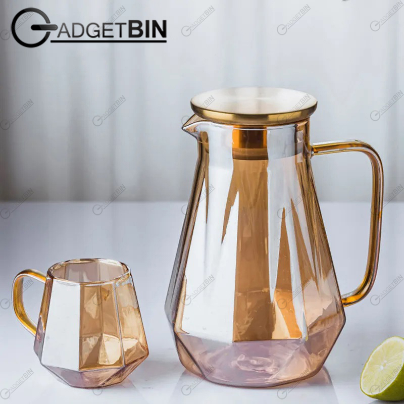 Jay Companies Amber Borosilicate Ring Pitcher Drinking Set Large main image 1