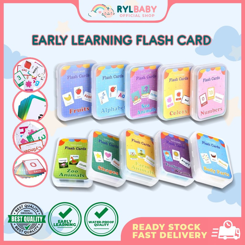 Early Learning Flash Card Kad Animal Shape Colour Body Number Alphabet