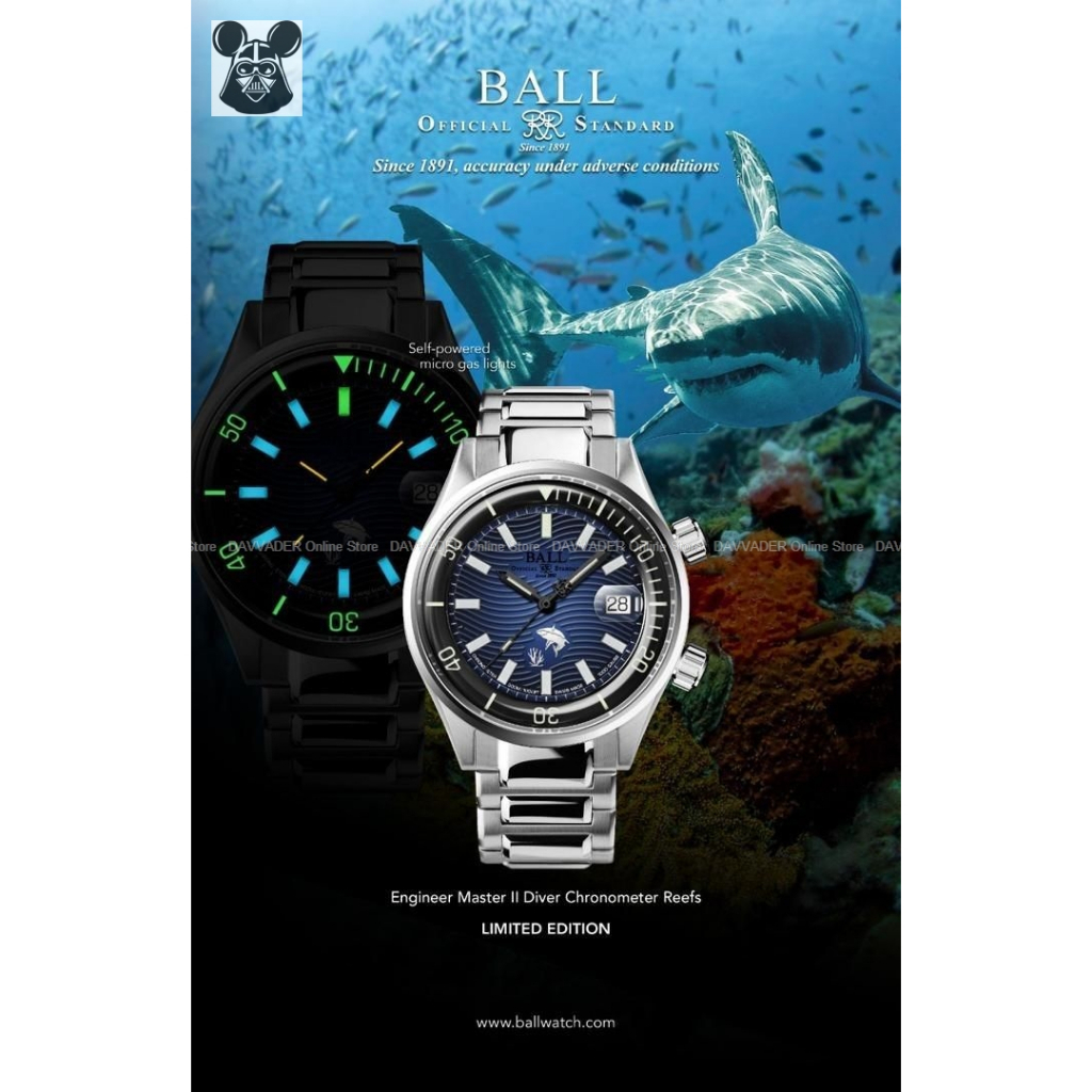 BALL Watch DM2280AS4CBE Men Analog Diver Chronometer Reefs Automatic