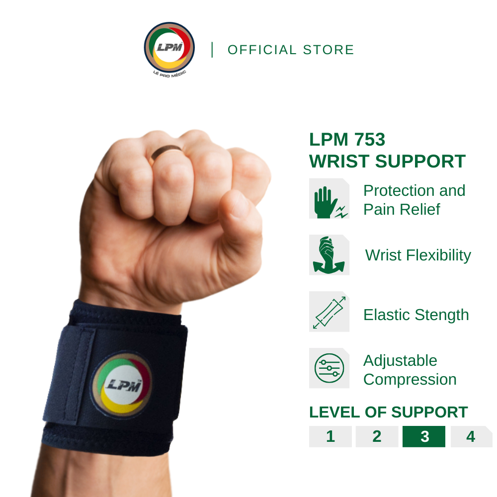 LPM Wrist Guard 753 Adjustable Compression Wrist Support Neoprene Weight Lifting Strap Shopee