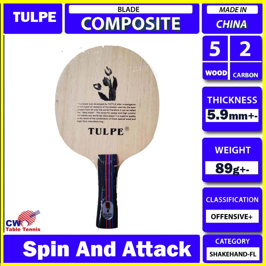 KOKUTAKU TULPE Inner Carbon Table Tennis Blade 5+2 Carbon Spin and