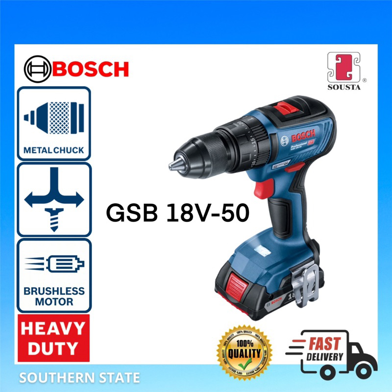 BOSCH GSB 18V-50 (SOLO) Brushless Motor Cordless Impact Drill Driver ...