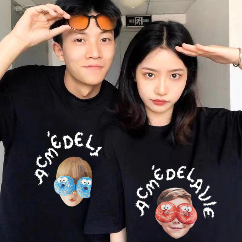 ADLV T-shirt short-sleeved men's and women's same style chest cartoon ...