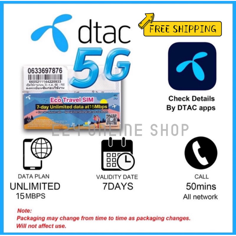 Thailand DTAC travel Sim card Thailand Unlimited data Travelers Sim ...