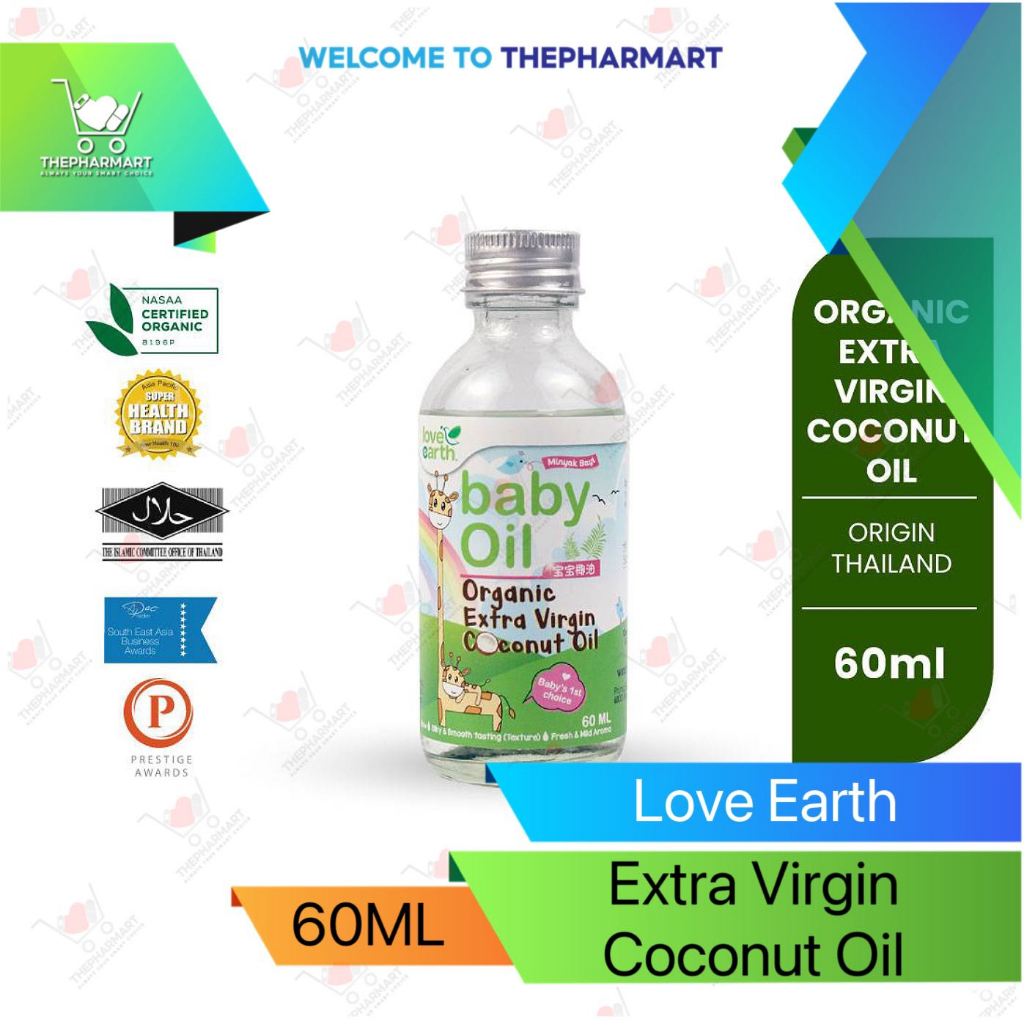 LOVE EARTH Organic Baby Coconut Oil (Extra Virgin) 60ml Shopee Malaysia