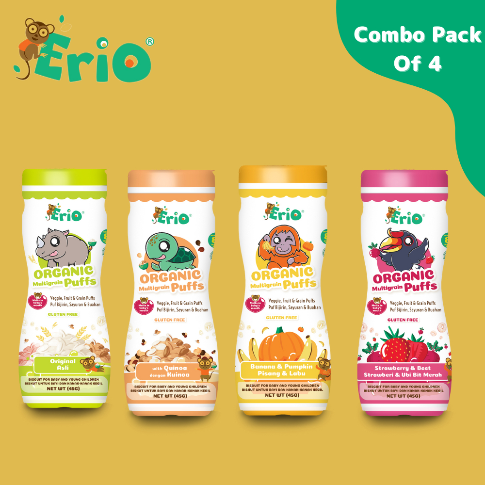 ( Combo Pack Of 4 ) Erio Organic Multigrain Puff (45g) | Shopee Malaysia