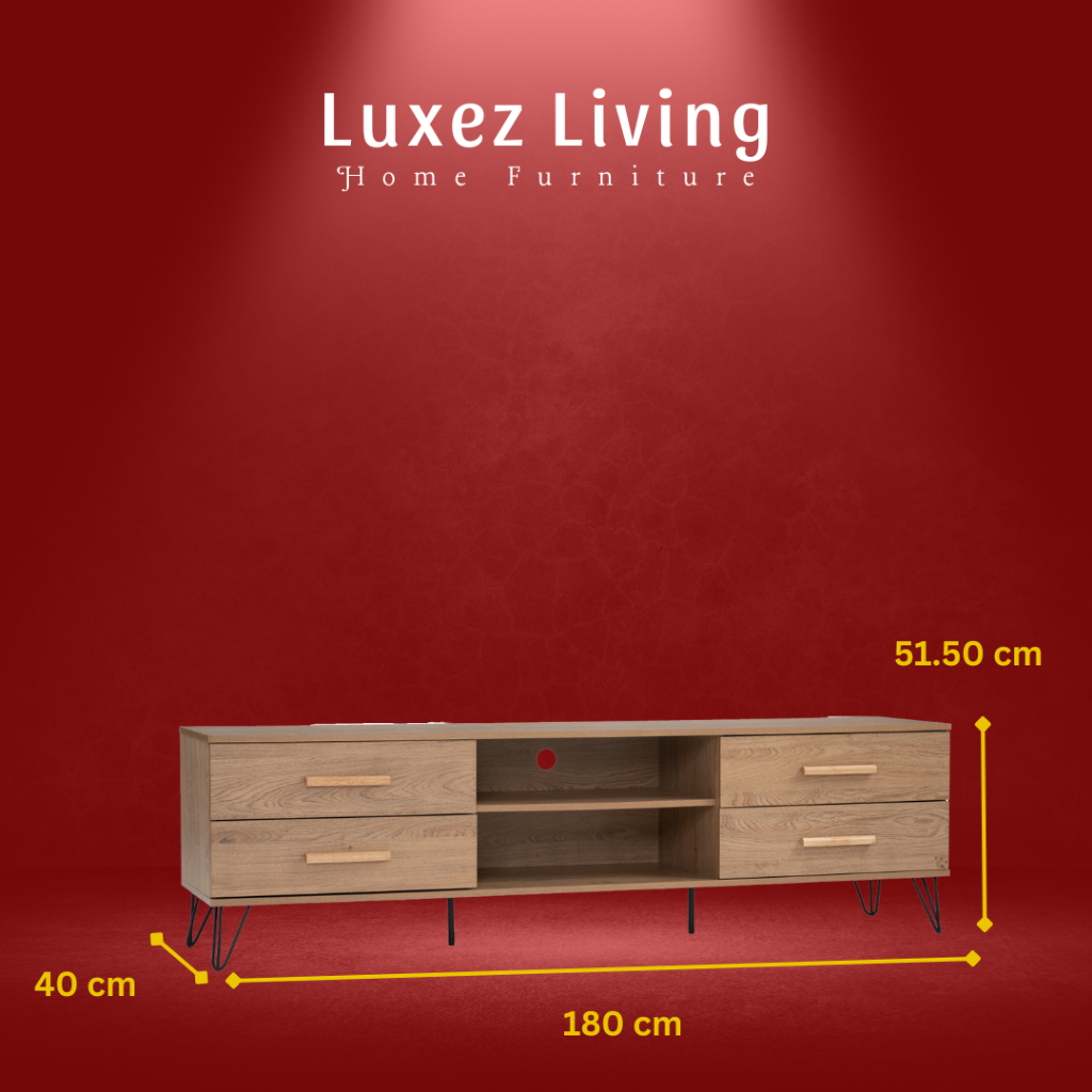 LUXEZ SAMOS 180cm TV 6ft Rak TV Rack TV 4 Drawer Light
