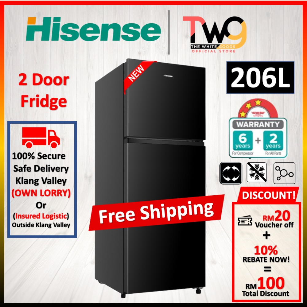 [FREE SHIPPING] Hisense 2 Door Frost Free Refrigerator Fridge 206L