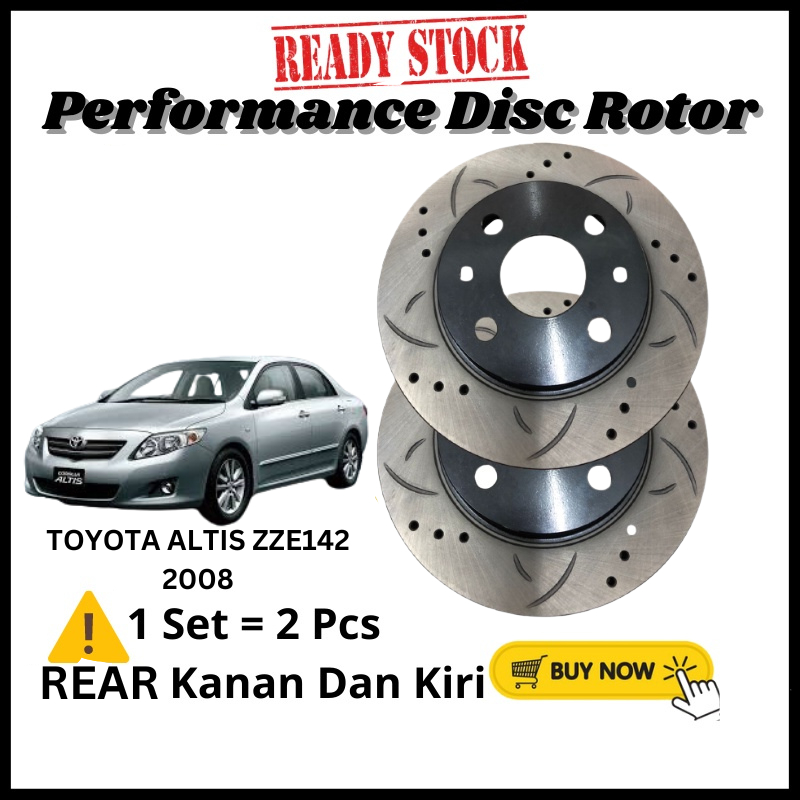 Toyota Altis 2008 ZZE141 ZZE142 Rear Performance Brake Disc Rotor ...