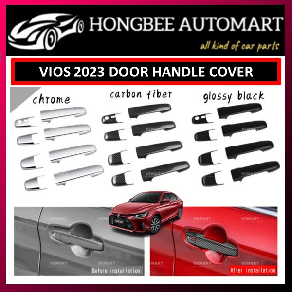 NEW VIOS 2023 DOOR HANDLE COVER CARBON FIBER, PIANO BLACK, MATT BLACK