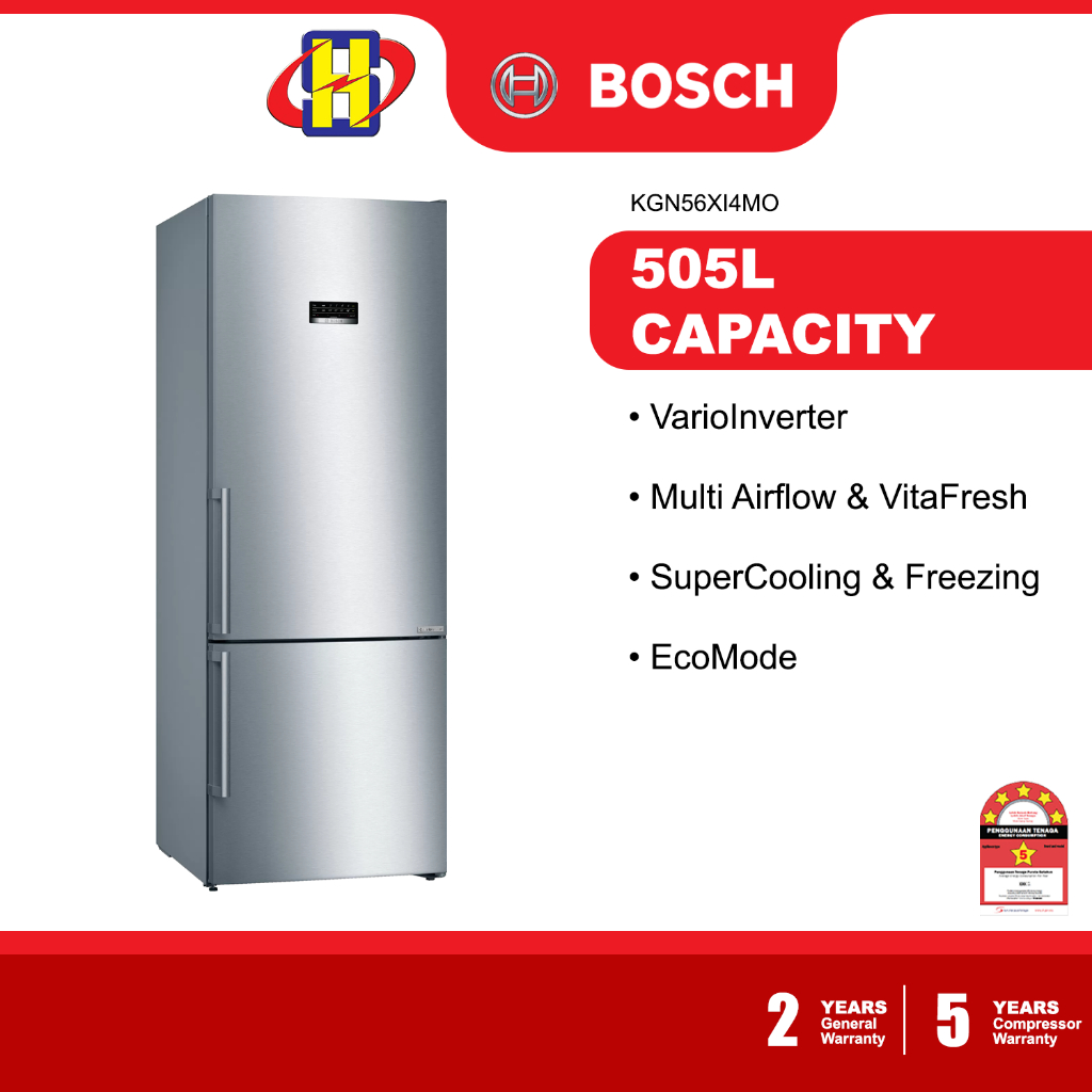 Bosch Refrigerator (505L) VarioInverter VitaFresh Bottom Mount Freezer