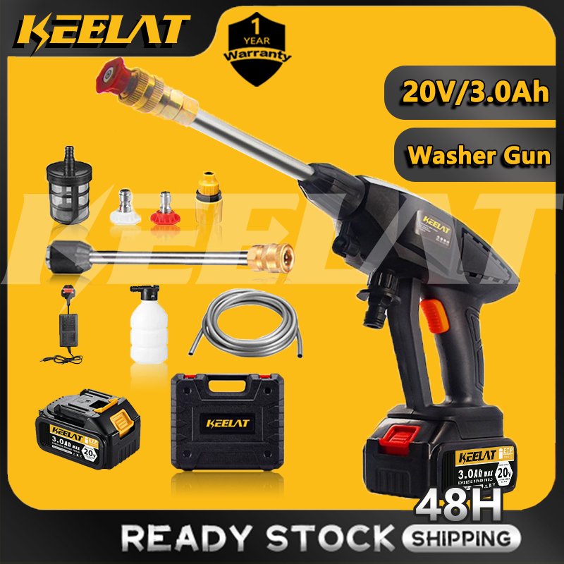 KEELAT Cordless Water Jet High Pressure Car Wash Gun Mesin Cuci Kereta