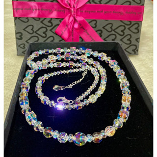 Swarovski crystal aurora borealis deals cube necklace