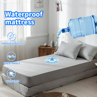 1pc Waterproof Fitted Sheet Non-slip Mattress Protector Solid