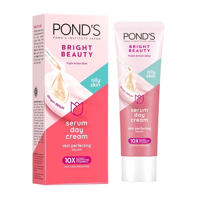 POND'S BRIGHT BEAUTY SERUM DAY CREAM 20G-Triple action glow-10x Gluta ...