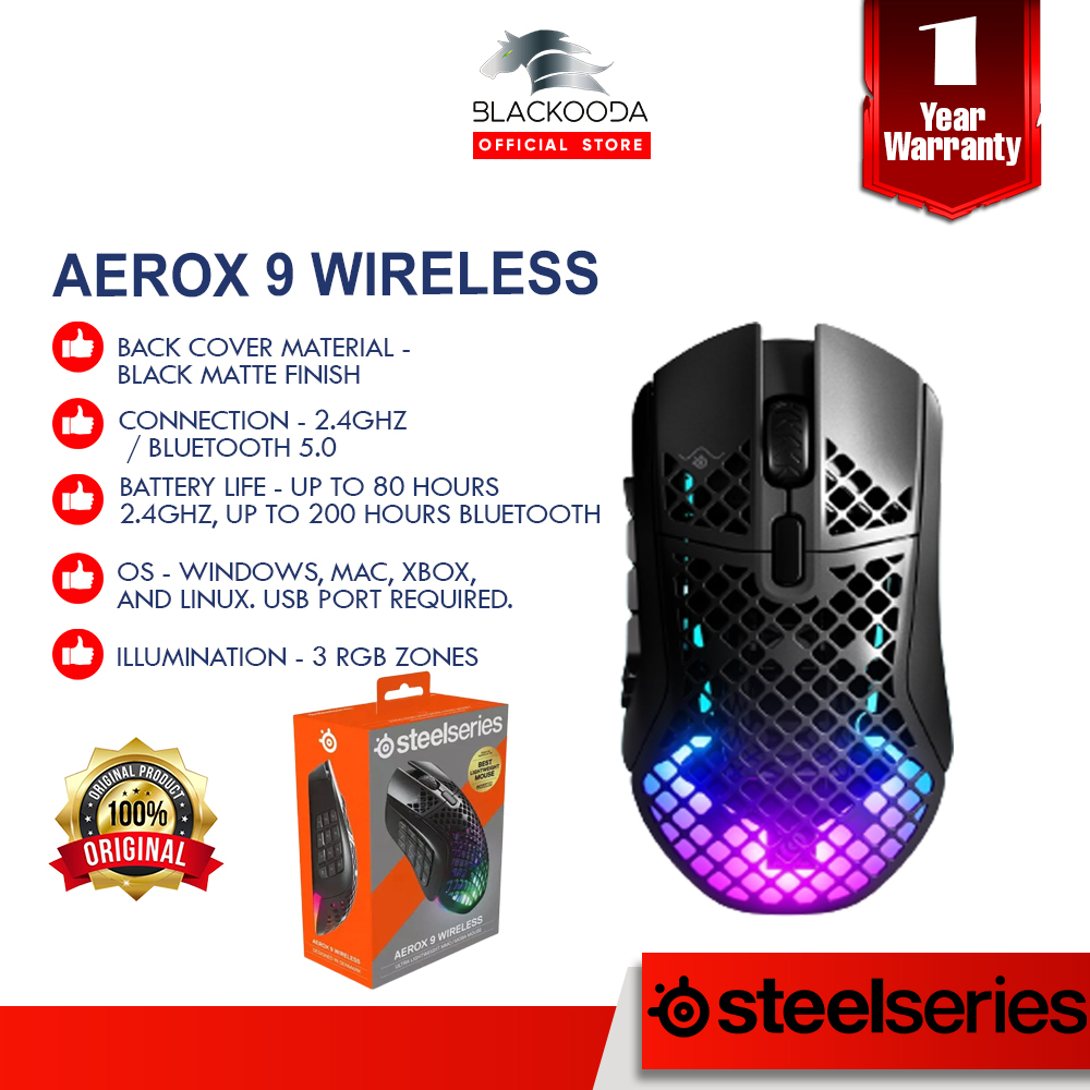 Souris Gaming SteelSeries Aerox 9 Wireless - Noir - Bluetooth - Occasion