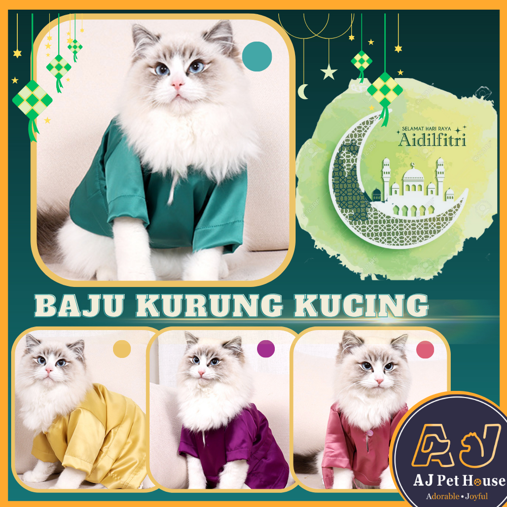 AJPET Baju Raya Kucing / Baju Kurung Kucing Baju Melayu Kucing Jantan Baju Raya Kucing Betina