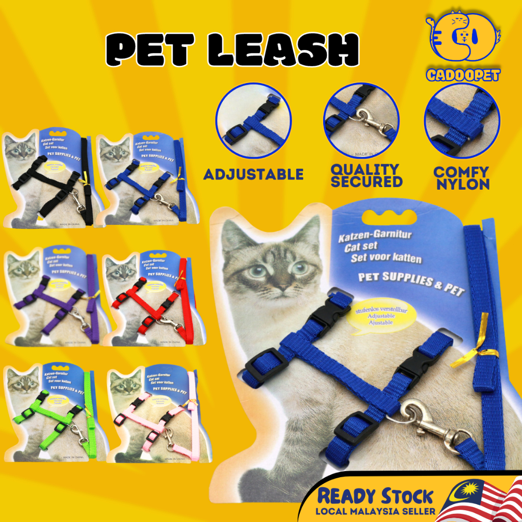 Tali Kucing Berjalan Murah Pet Harness Lead Cat Dog Rope Adjustable
