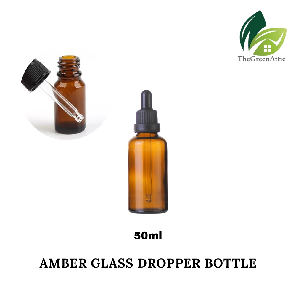 TheGreenAttic Thick Amber Glass Dropper Bottle for DIY Liquid Essential ...