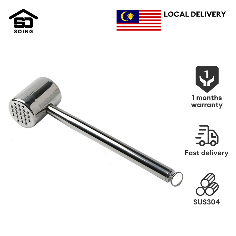 SOING Meat Tenderizer 304 Stainless Steel Meat Hammer for Beef Steak ...