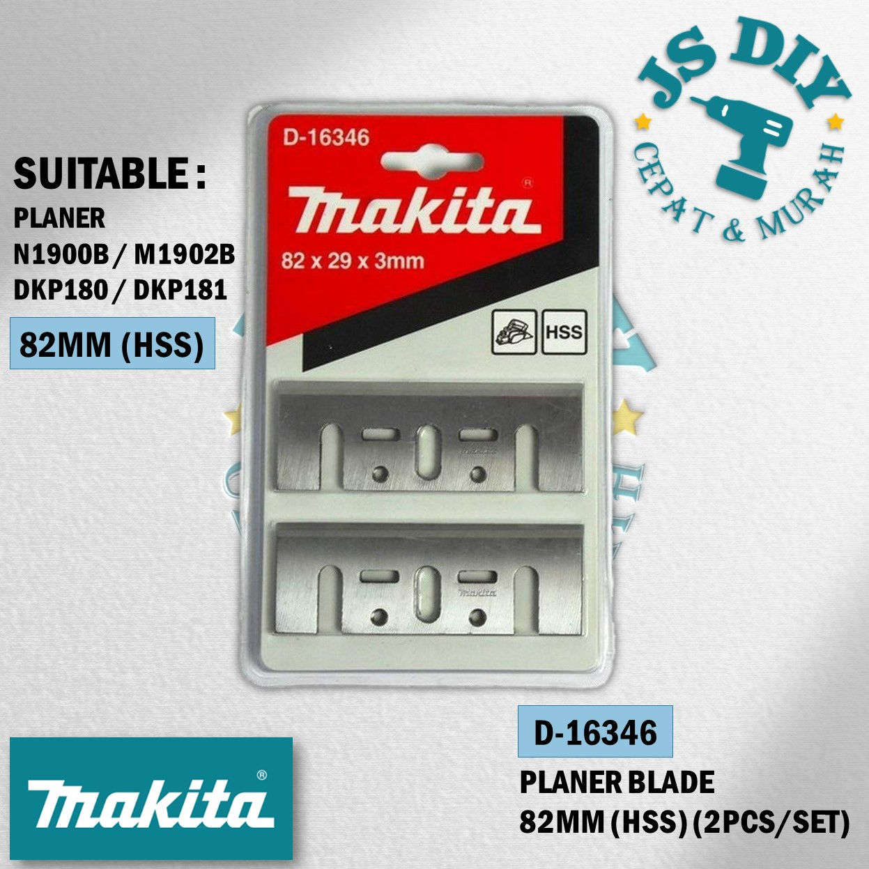 Makita D-16346 Hss Planer Blade 82mm ( Suitable For N1900b   M1902b 