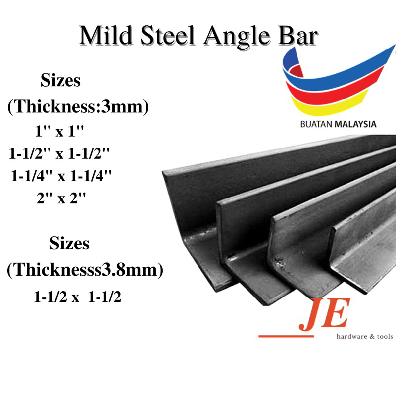 MILD STEEL ANGLE BAR BESI L BESI ANGLE 3MM 3.8MM THICKNESS/TEBAL 1KAKI