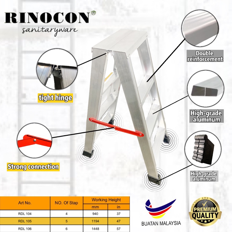 LS GEMILANG STEPS RINOCON ALUMINIUM LADDER DOUBLE SIDE EVERLAS Tangga ...