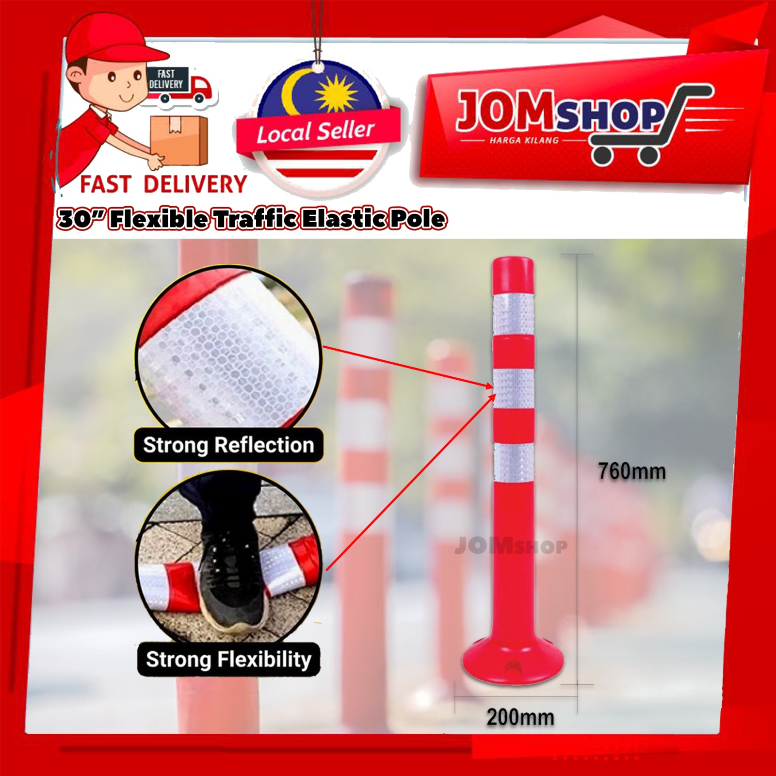 TRAFFIC CONE/ SAFETY CONE FLEXIBLE POLE/DELINEATOR POST QUALITY PU