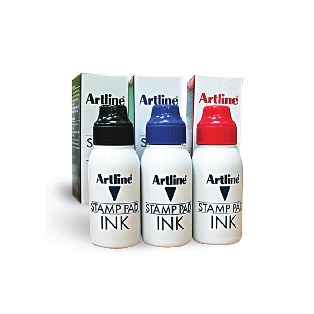 Artline Stamp Pad Refill Ink 50ml ( Black / Blue / Red ) Shopee