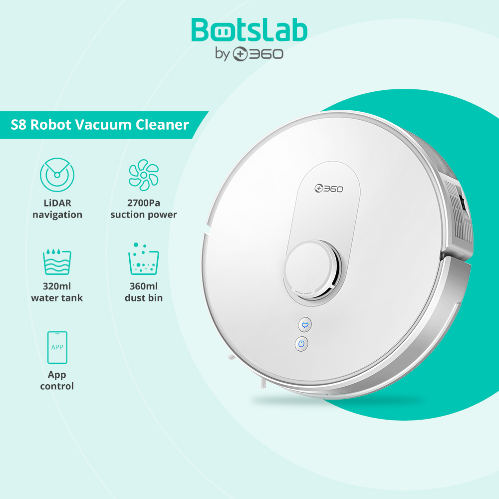 Botslab By 360 S8 Robot Vacuum Mop 2700Pa Suction LiDAR Navigation Self