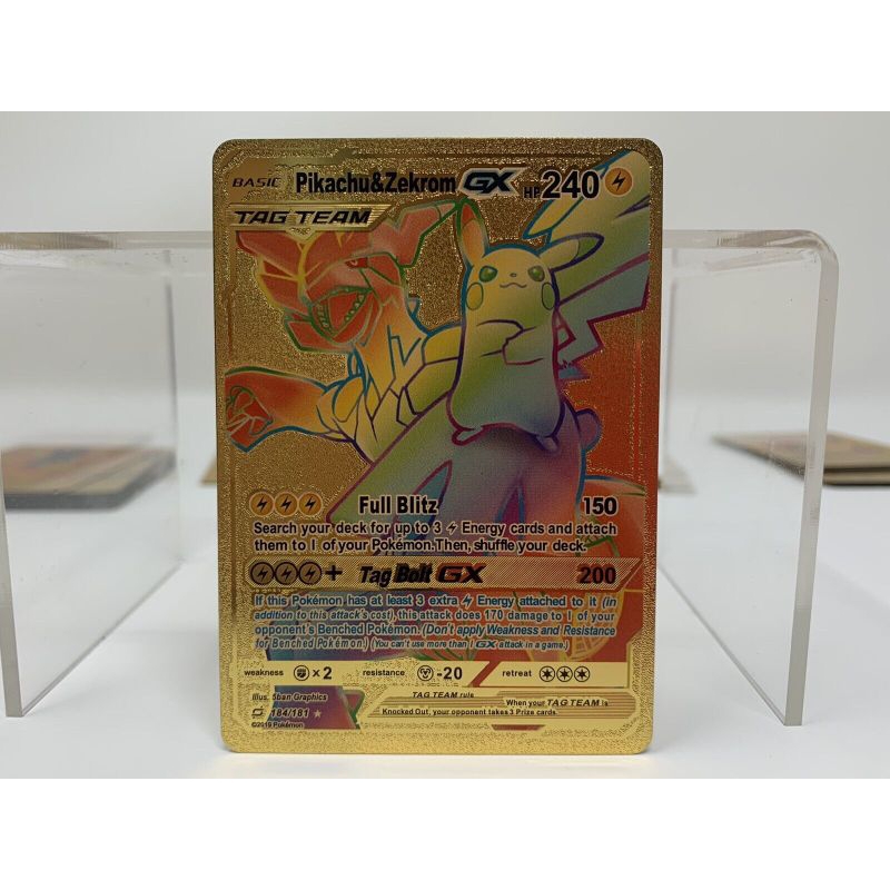Pokmon  TCG TagTeam Pikachu & Zekrom Gx Rainbow Gold Foil Card | Shopee  Malaysia