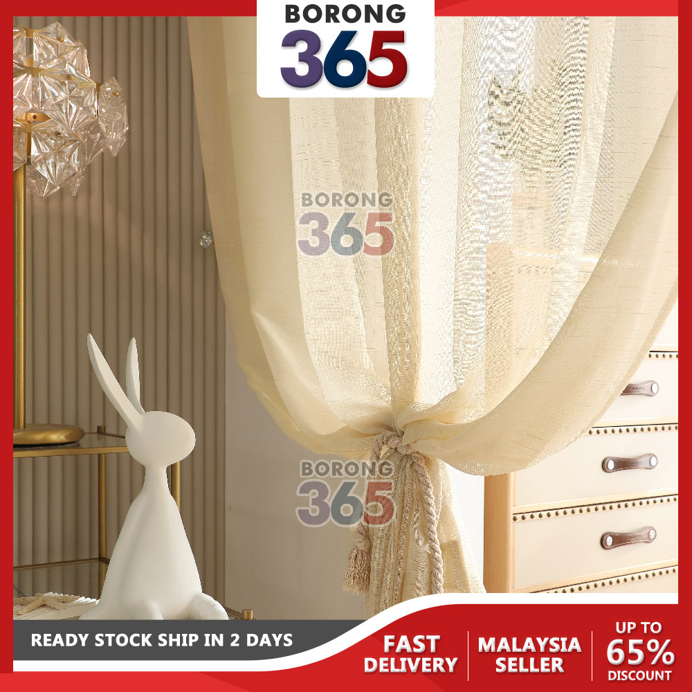 [1PC] Home Decor Beige Sheer Curtain Window Screening Drapes Pinch ...