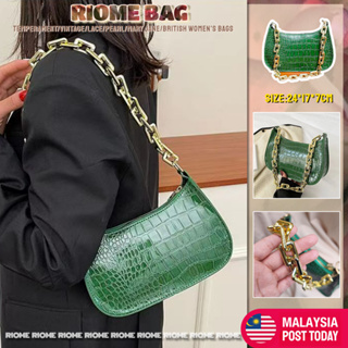 Crocodile Pattern Women Underarm Bag Ladies Small Shoulder Bags Purse  Handbags Green