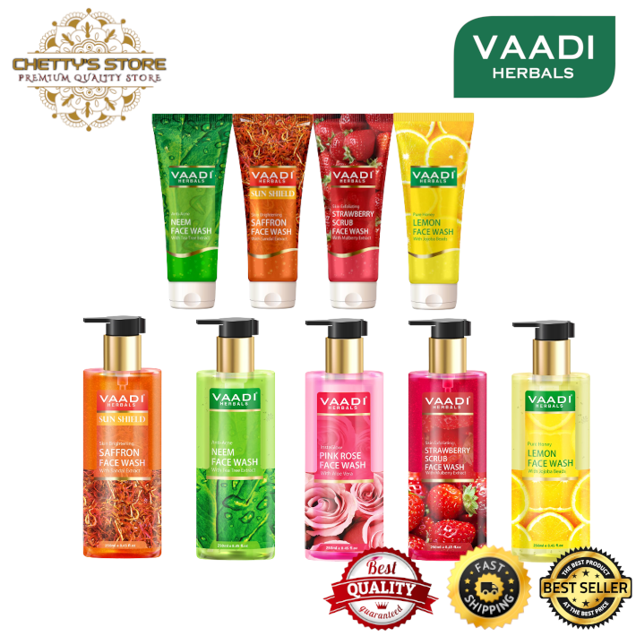 VAADI HERBALS Organic Face Wash 60ML / 250ML (Saffron / Neem / Lemon