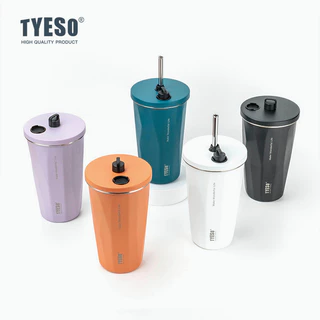 【Local Delivery】Original Tyeso Coffee Mug Vacuum Insulated Bottle Tumbler with Straw Stainless Steel Water Bottle 600ML