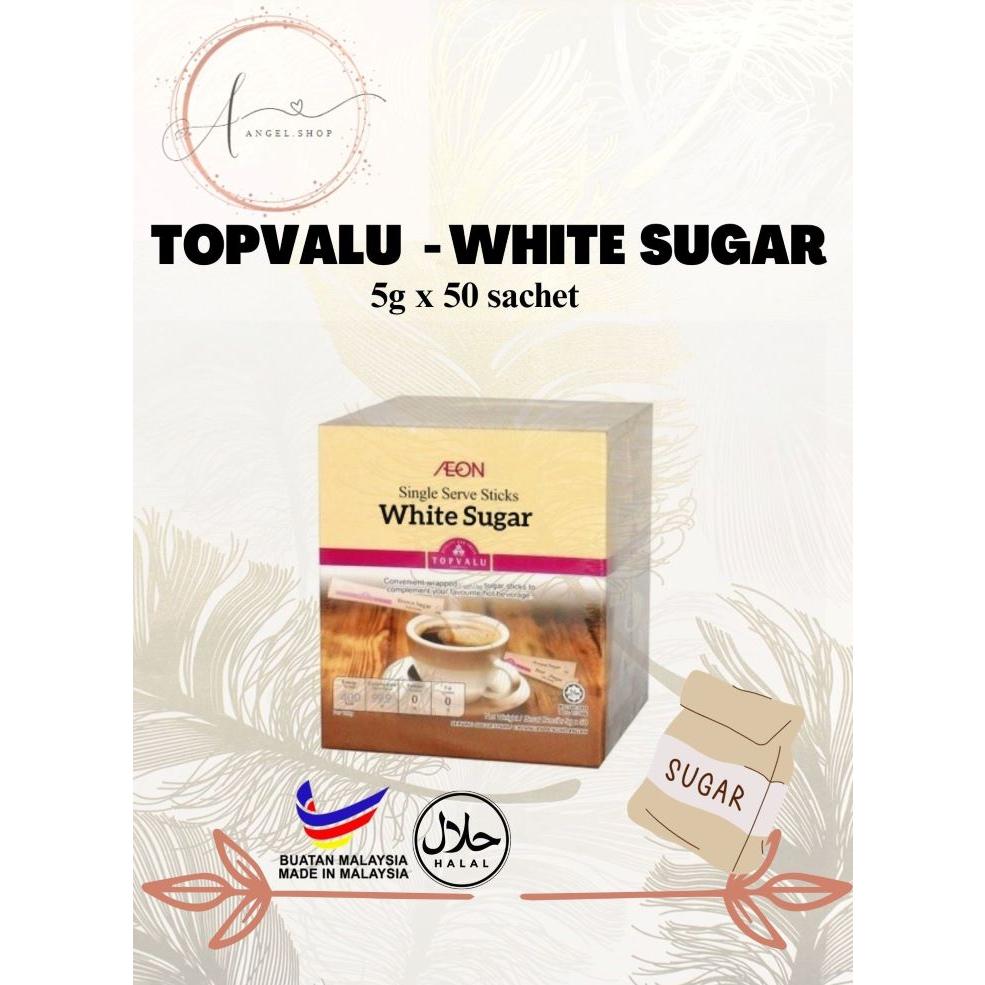 TOPVALU WHITE SUGAR 5g x 50sachet - GULA HALUS- | Shopee Malaysia