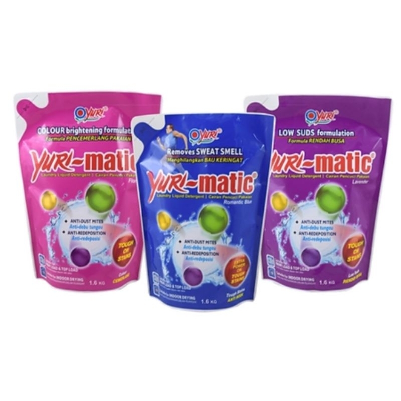 YuriMatic Assorted Laundry Liquid Detergent Refill (1.6kg) Shopee